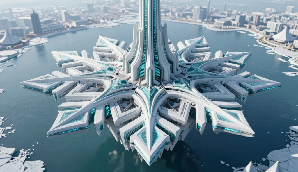 Futuristic Hydropolis: Cyan Winter Wonderland