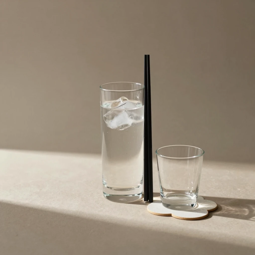 Sleek Minimalism: A Refreshing Still Life with a Japanese Twist