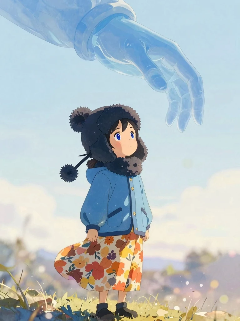 Whispers from the Sky: A Surreal Anime-Style Portrait