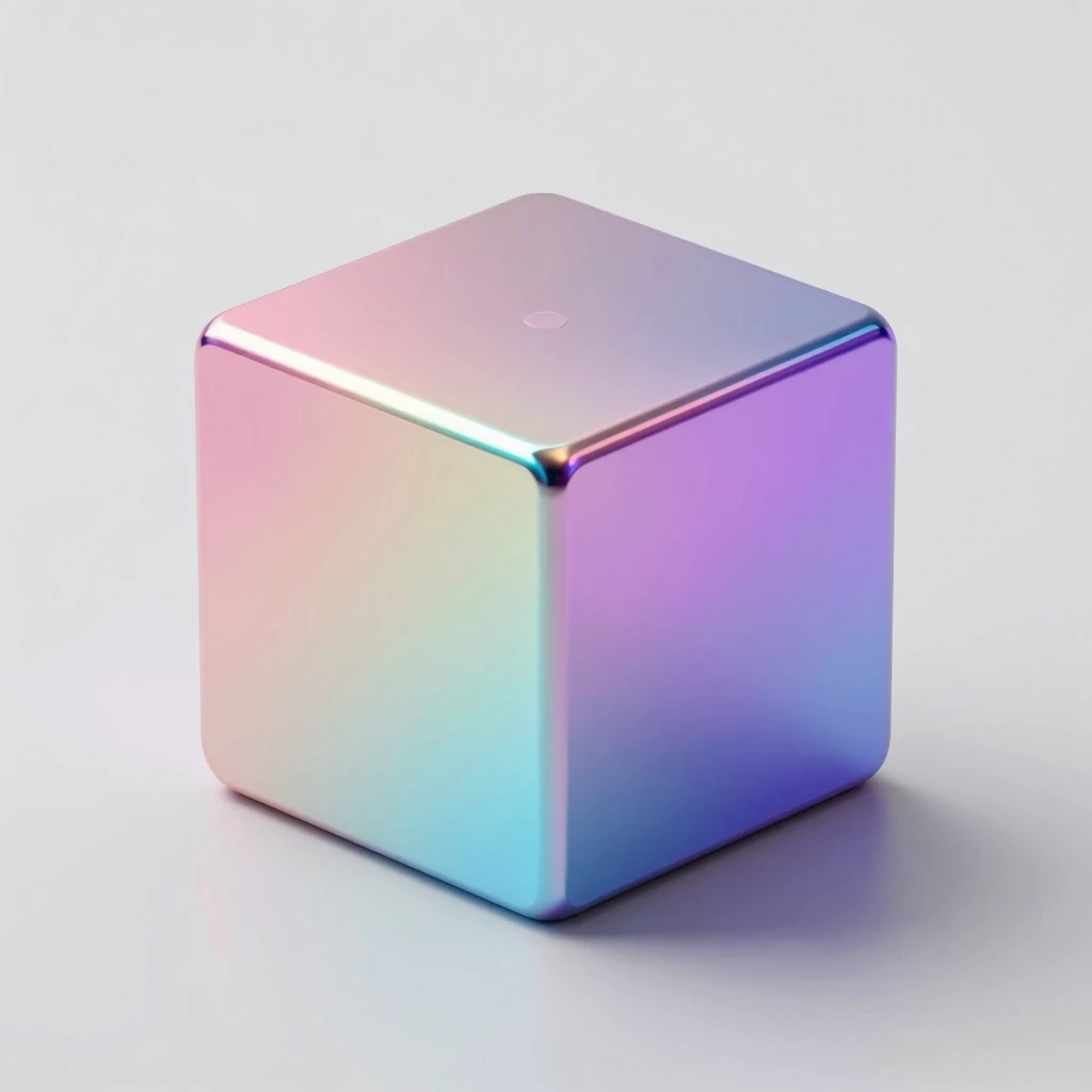 Iridescent Metallic Cube: Futuristic Product Photography