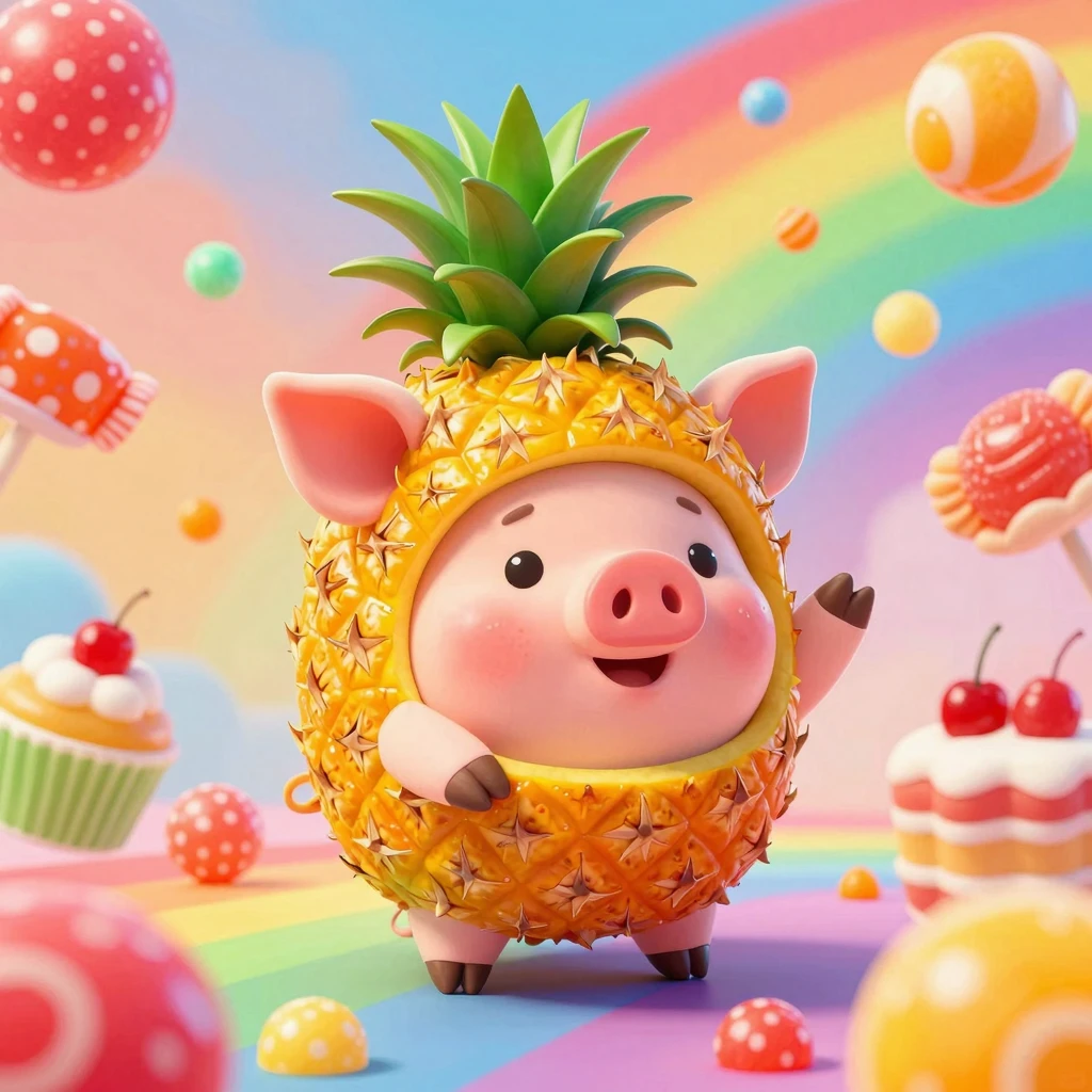 Vibrant Tropical Pig: A Whimsical Fantasy Delight