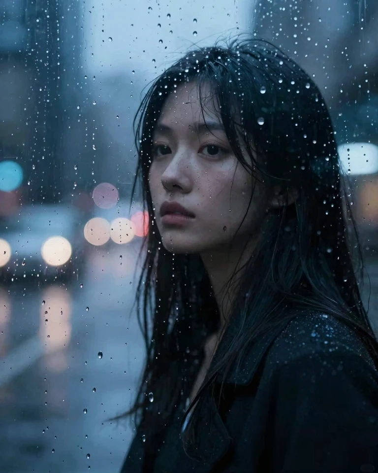 Rainy Day Reflections: A Melancholic Portrait