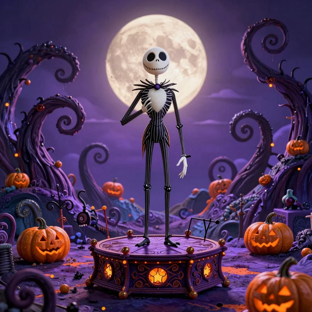 Jack Skellington's Whimsical Music Box Scene Inspired by The Nightmare Before Christmas