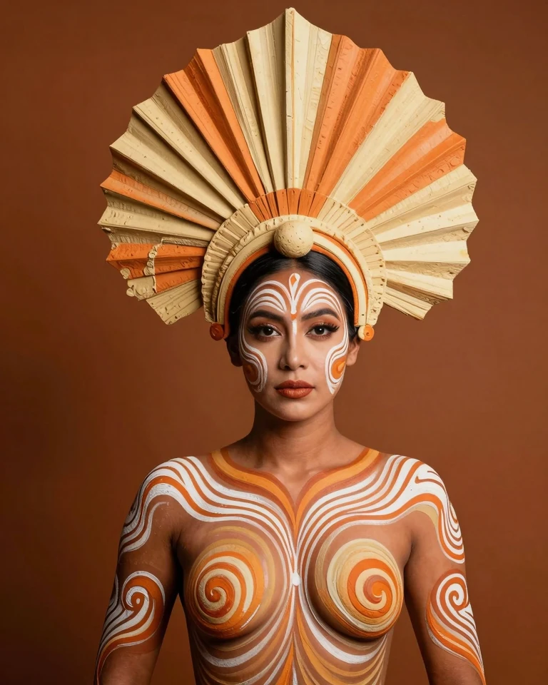 Vibrant Cultural Portrait: Woman in Sculptural Headdress