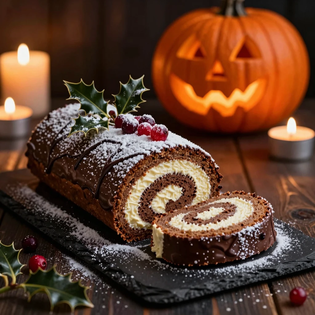 Moody Holiday Dessert: Chocolate Yule Log Cake