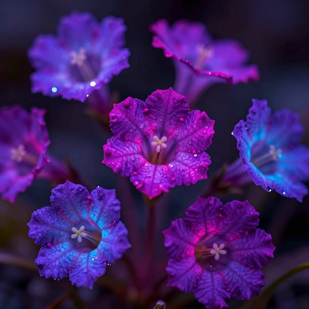 Rare Bioluminescent Flowers in Macro Photography