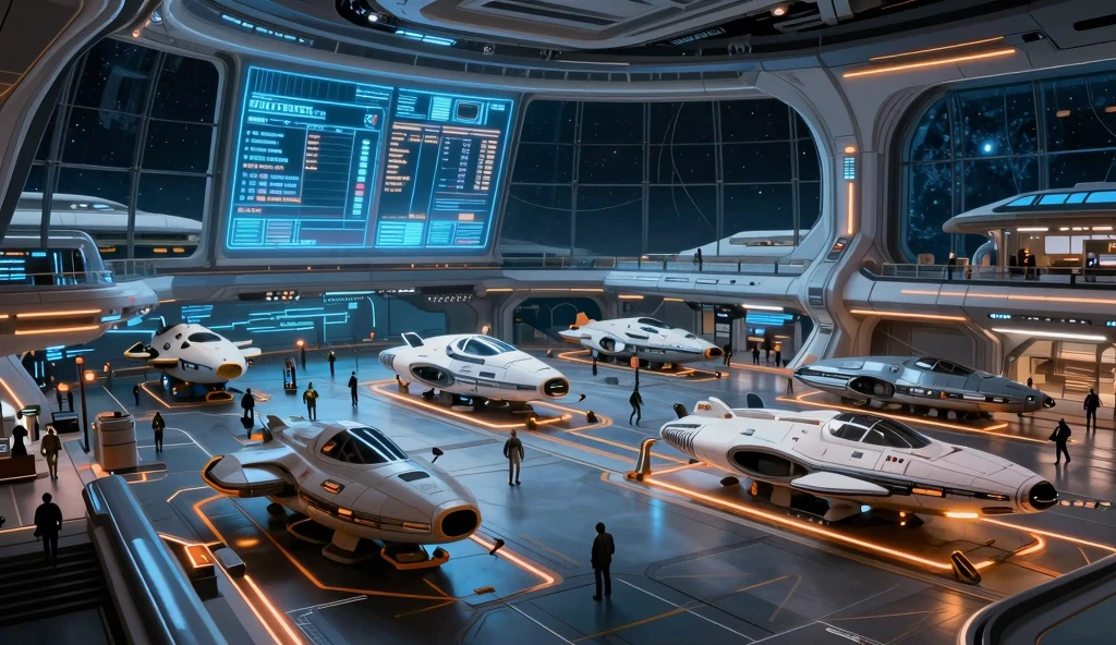 Futuristic Spaceport Concept Art: A Hub of Intergalactic Activity