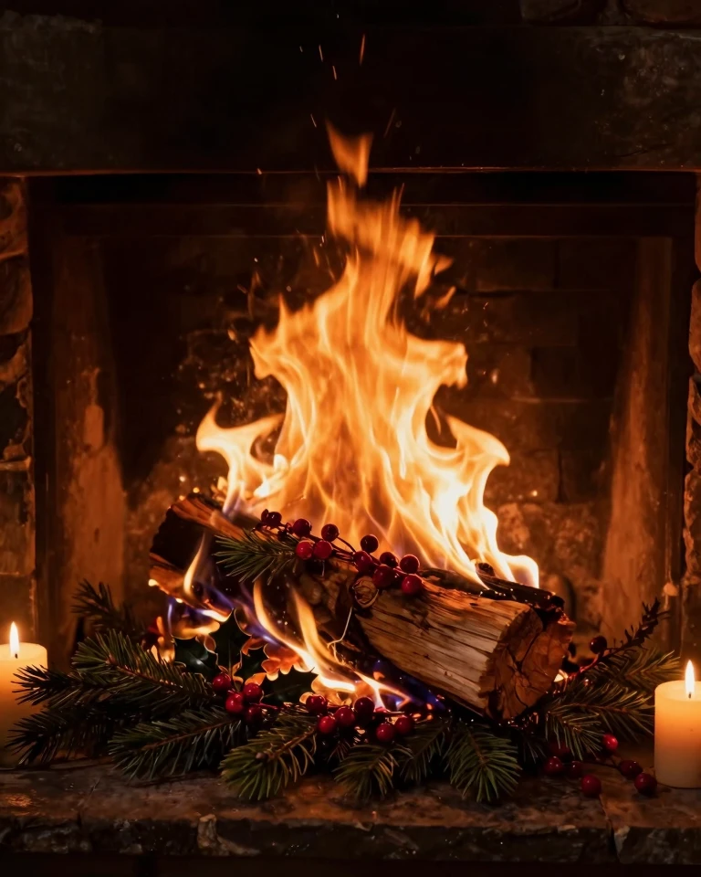 Warmth of Winter: Dramatic Yule Log Fireplace Photography Warmth of Winter: Dramatic Yule Log Fireplace Photography