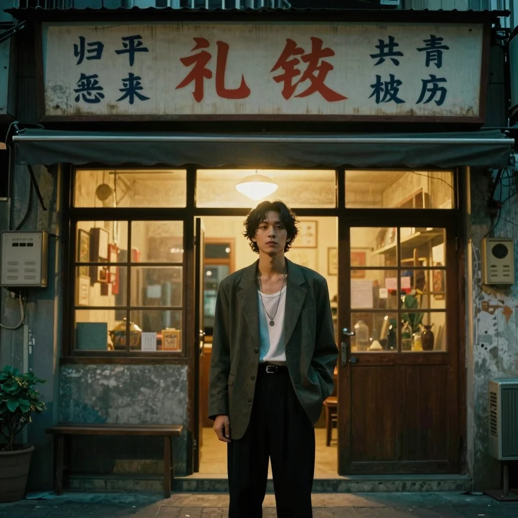 Moody Urban Night Portrait: Capturing Nostalgia in Asian Streets