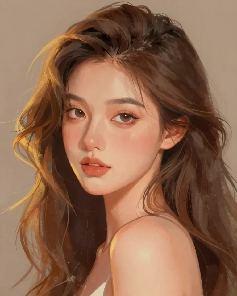 Vibrant Digital Portrait of a Young Woman with Textured Hair