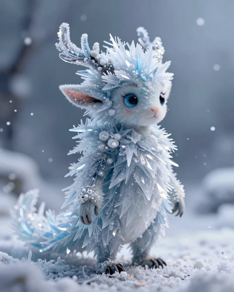 Majestic Winter Spirit: Macro Photography of Frosted Crystalline Elements