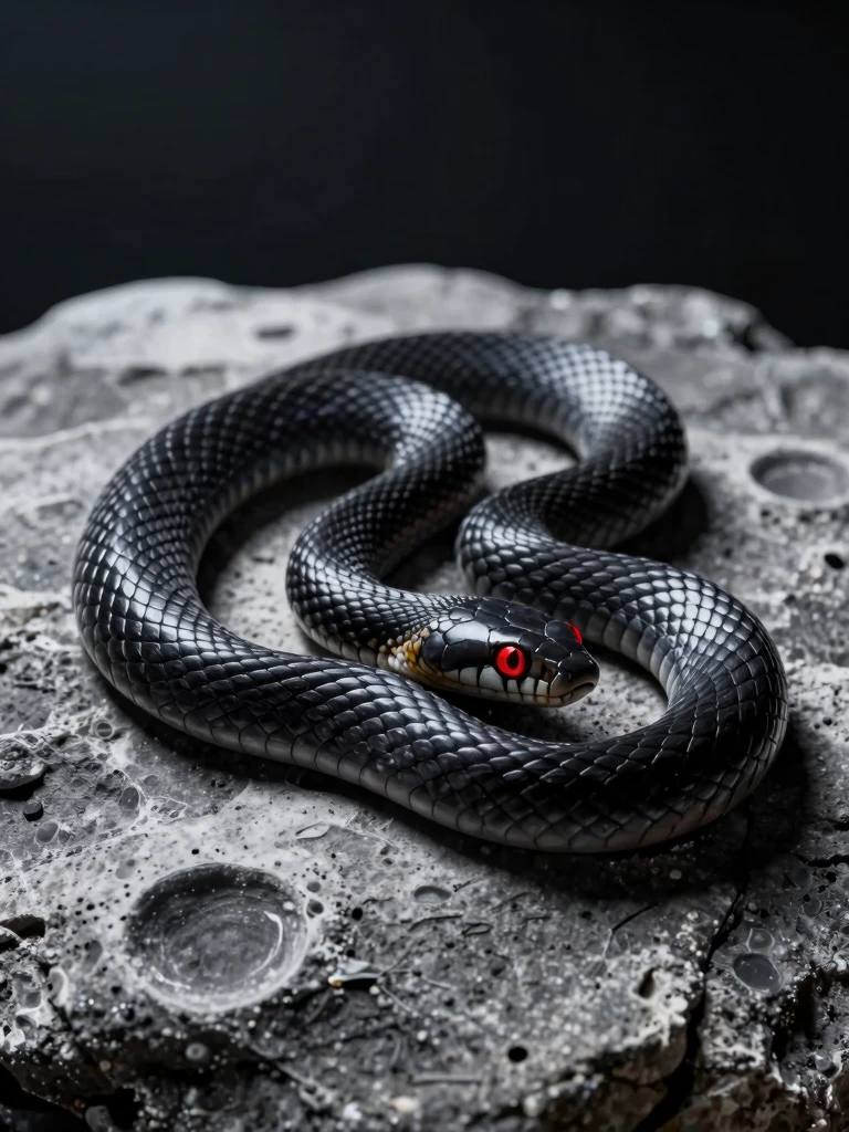 Mystical Moonlit Serpent: A Photorealistic Black Snake Portrait