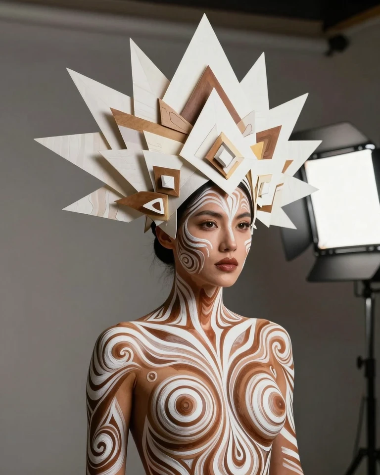 Sculptural Headdress Portrait: A Fusion of Art and Photography