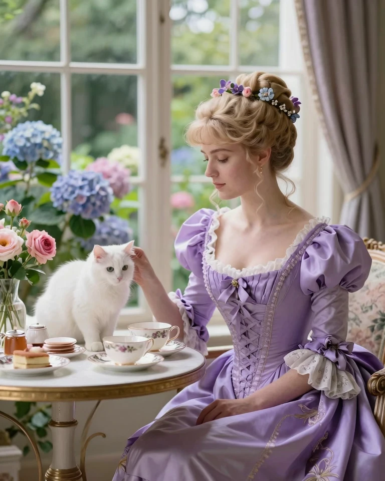 Victorian Elegance: A Lady's Afternoon Tea Portrait