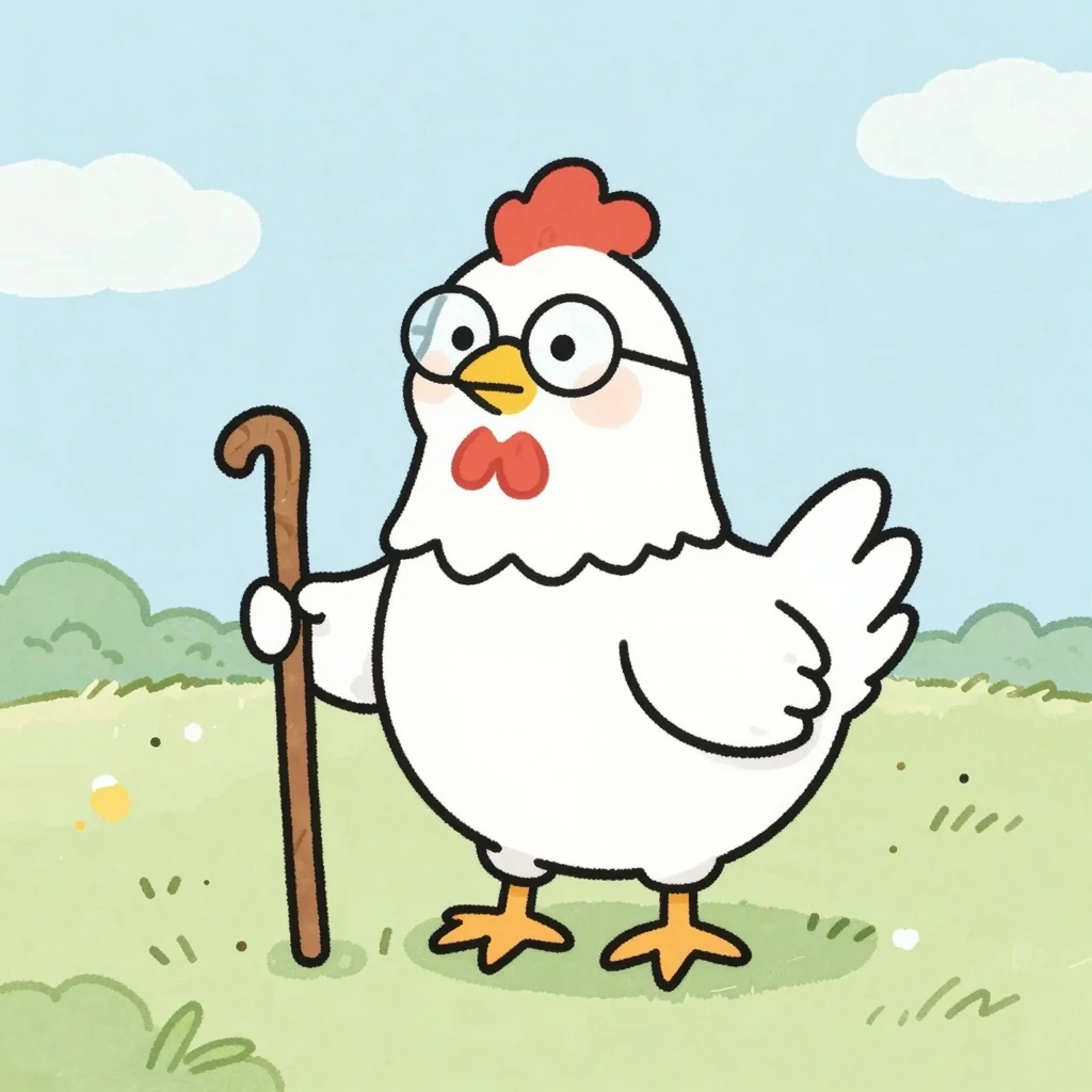 Whimsical Chicken Illustration in Watercolor