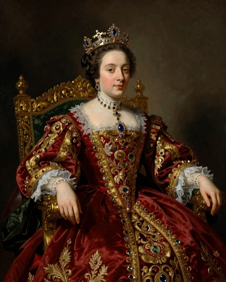 Majestic Royal Portrait of a Queen in Baroque Style