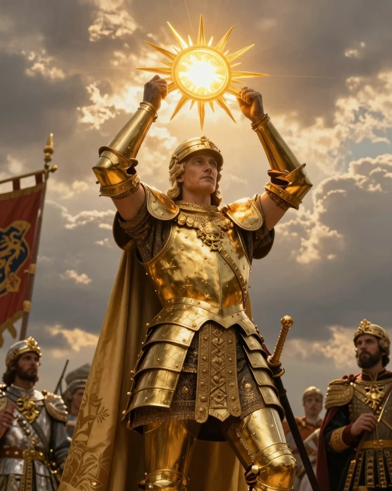 Golden Warrior: Heroic Portrait in Neoclassical Style