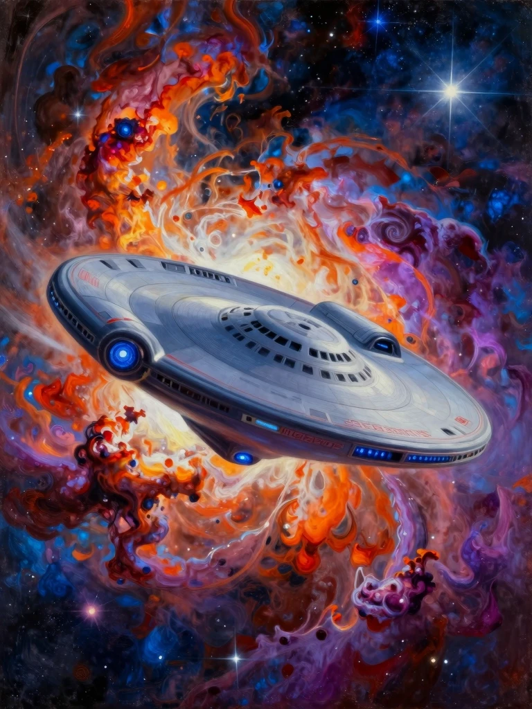 USS Enterprise NCC-1701-D in Cosmic Nebula: Epic Space Opera Art