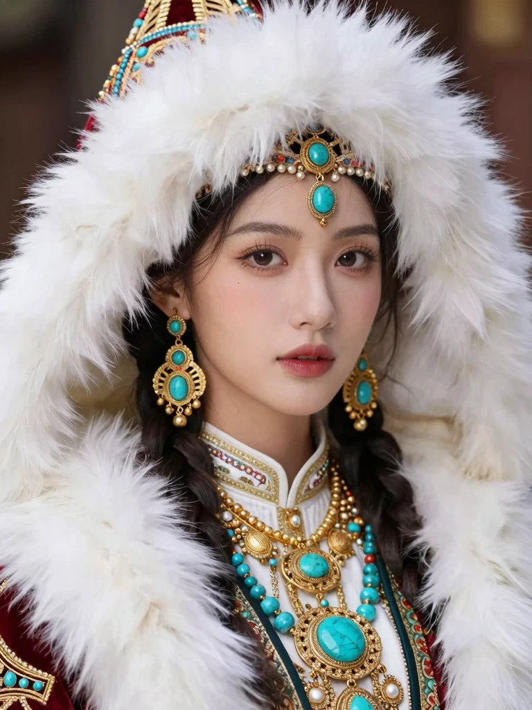 Luxurious Regal Portrait of a Woman in Russian Traditional Attire Luxurious Regal Portrait of a Woman in Russian Traditional Attire