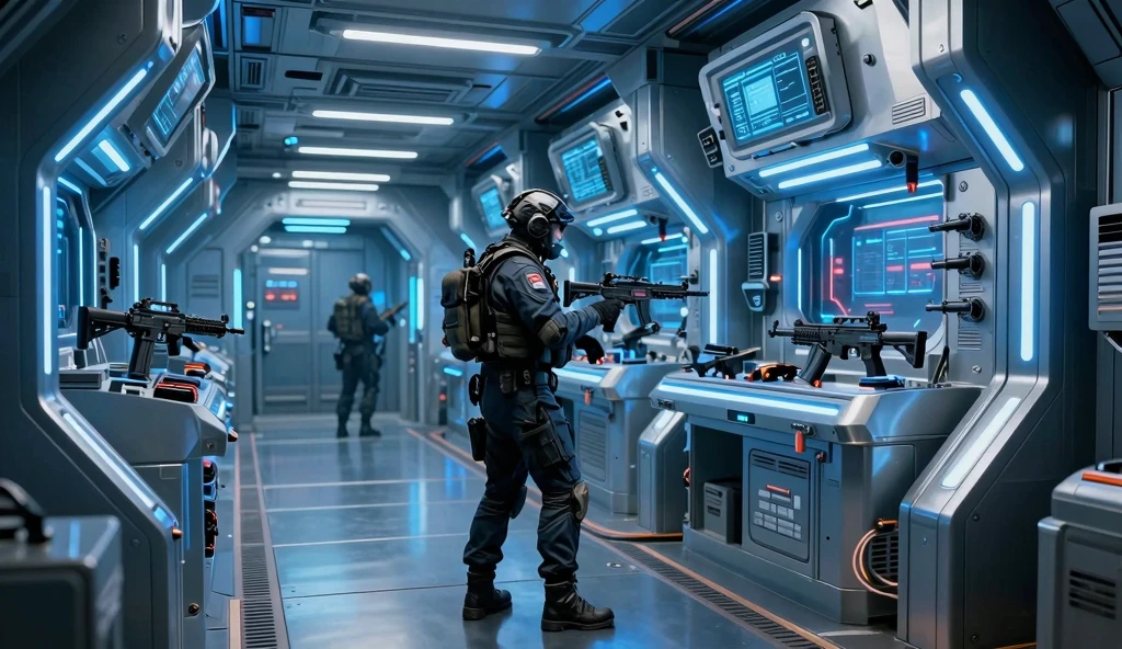 Futuristic Armory: A Cinematic Sci-Fi Scene