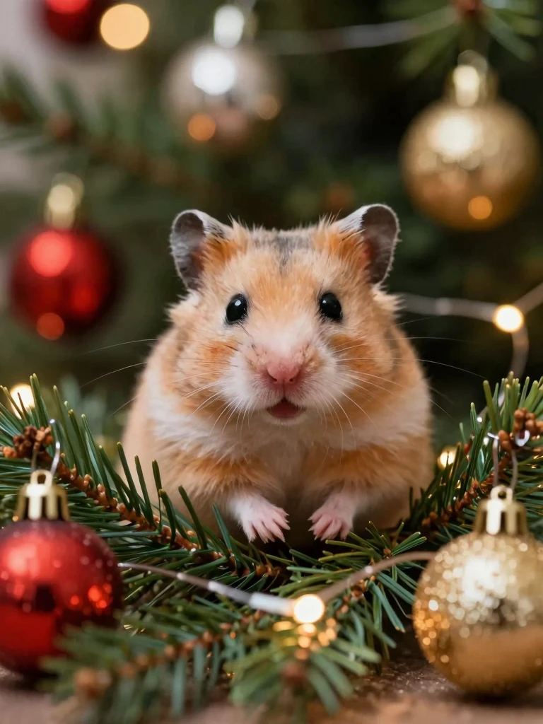 Festive Hamster Christmas Portrait