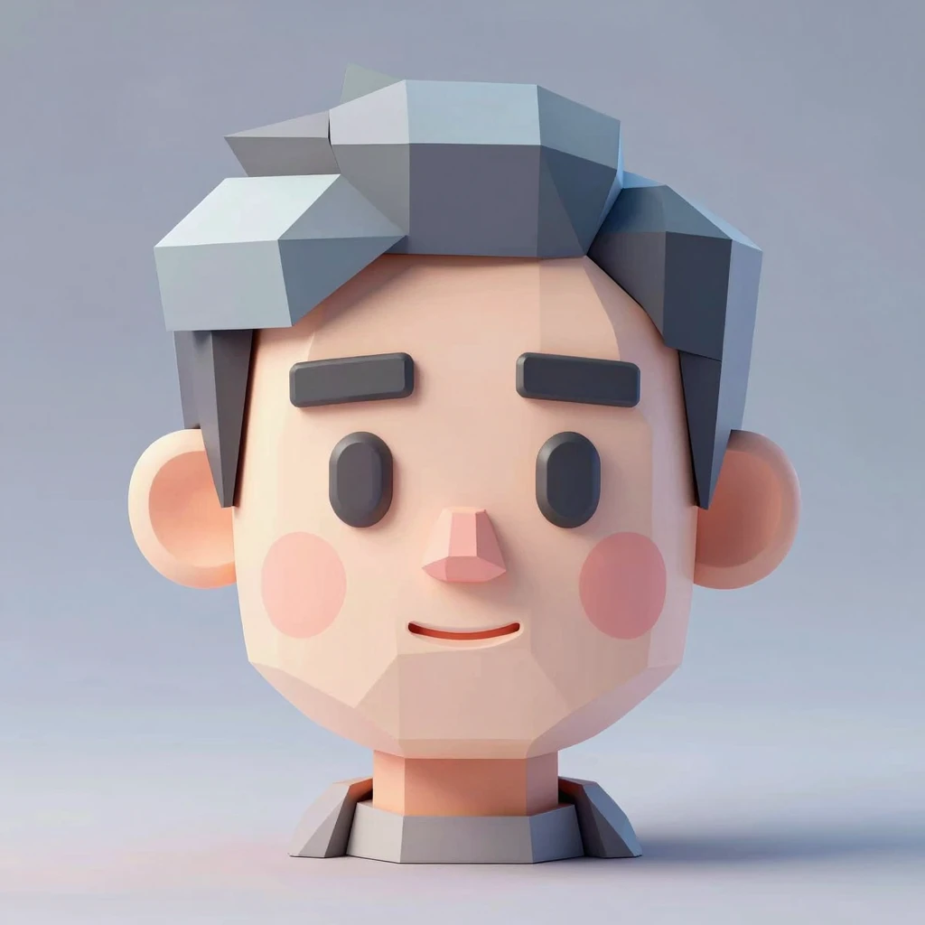 Vibrant Low-Poly 3D Portrait Illustration