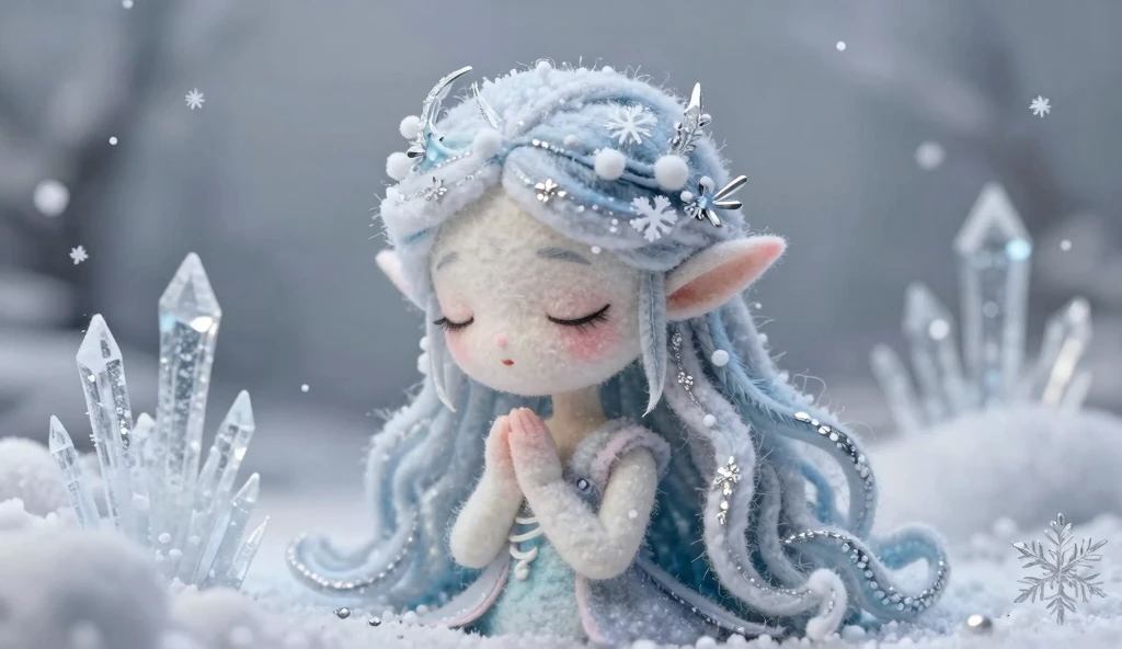 Ethereal Winter Spirit: A Whimsical Textile Art Creation