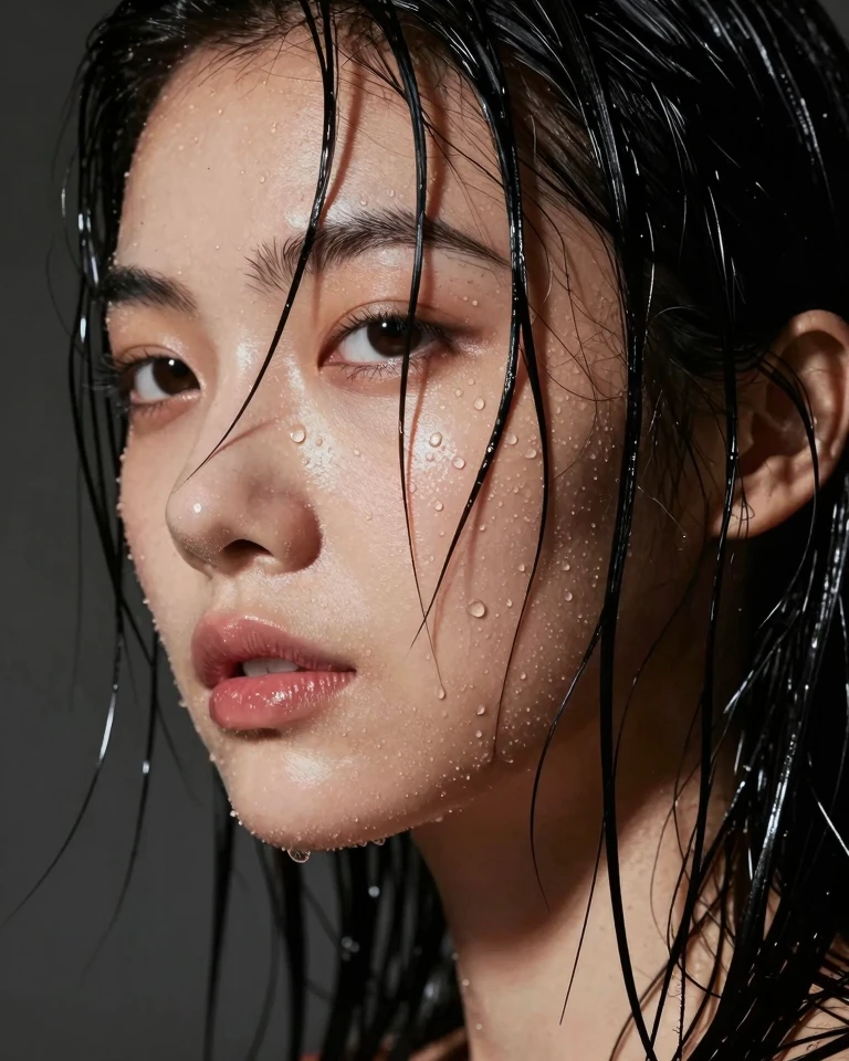 Extreme Close-Up Beauty Photography: Wet Hair in Sharp Detail