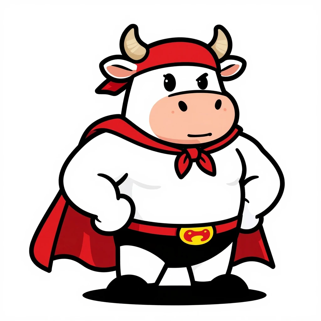 Muscular Cow Superhero Cartoon Illustration