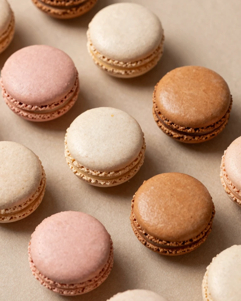 Delicate French Macarons in Soft Pastel Hues