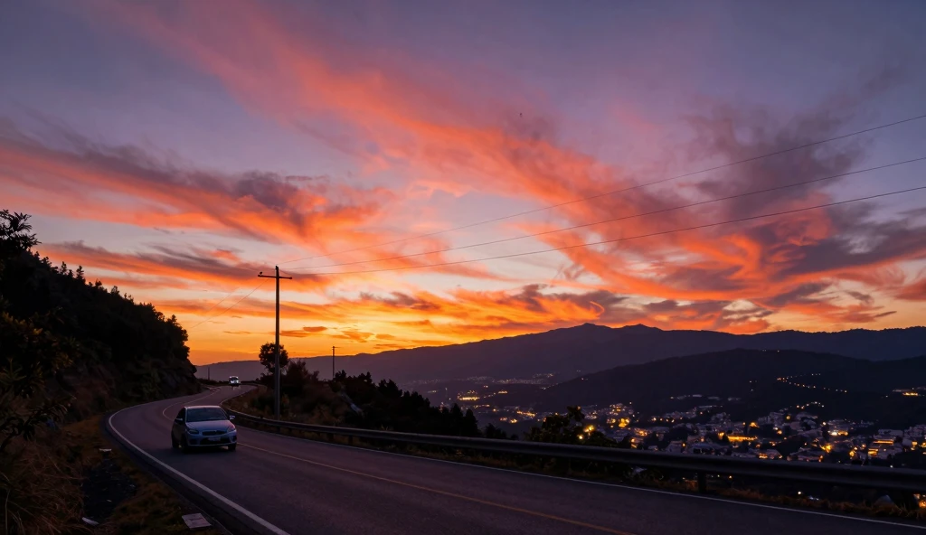 Vibrant Twilight Landscape: Golden Hour Serenity