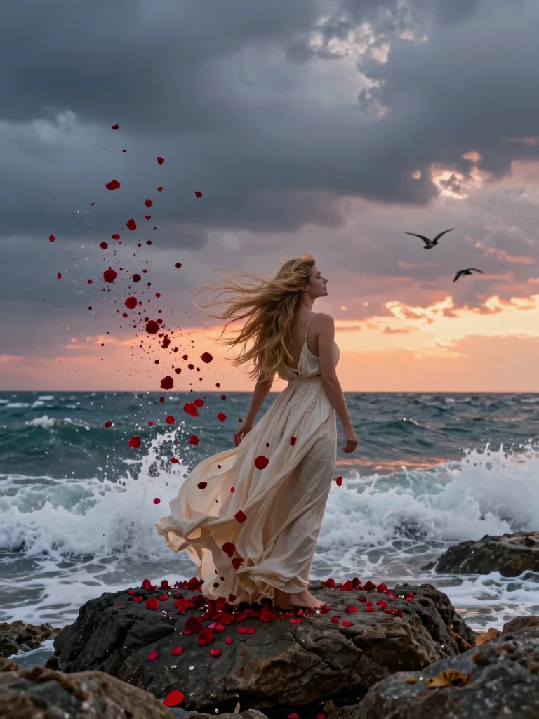 Surreal Sunset: Woman in Golden Light Surreal Sunset: Woman in Golden Light