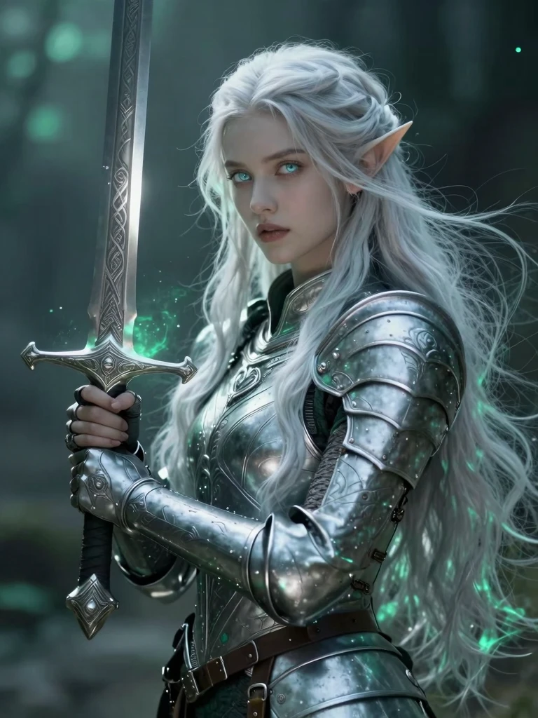 Ethereal Elven Warrior: Fantasy Portrait in Misty Atmosphere