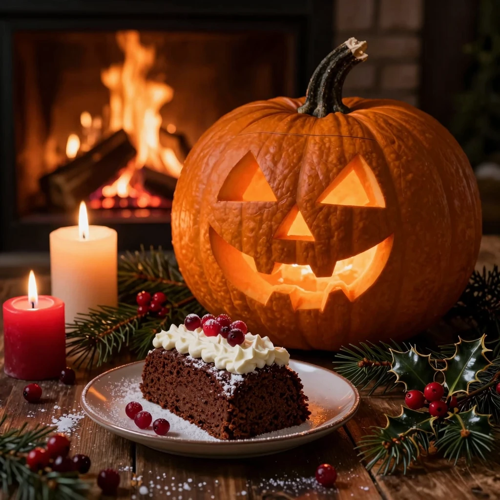 Autumn Harvest Meets Winter Solstice: A Cozy Festive Still Life Autumn Harvest Meets Winter Solstice: A Cozy Festive Still Life