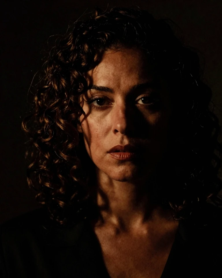 Dramatic Film Noir Portrait of a Woman in Chiaroscuro Lighting