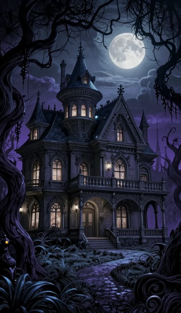 Moonlit Victorian Mansion: A Dark Gothic Fairy Tale