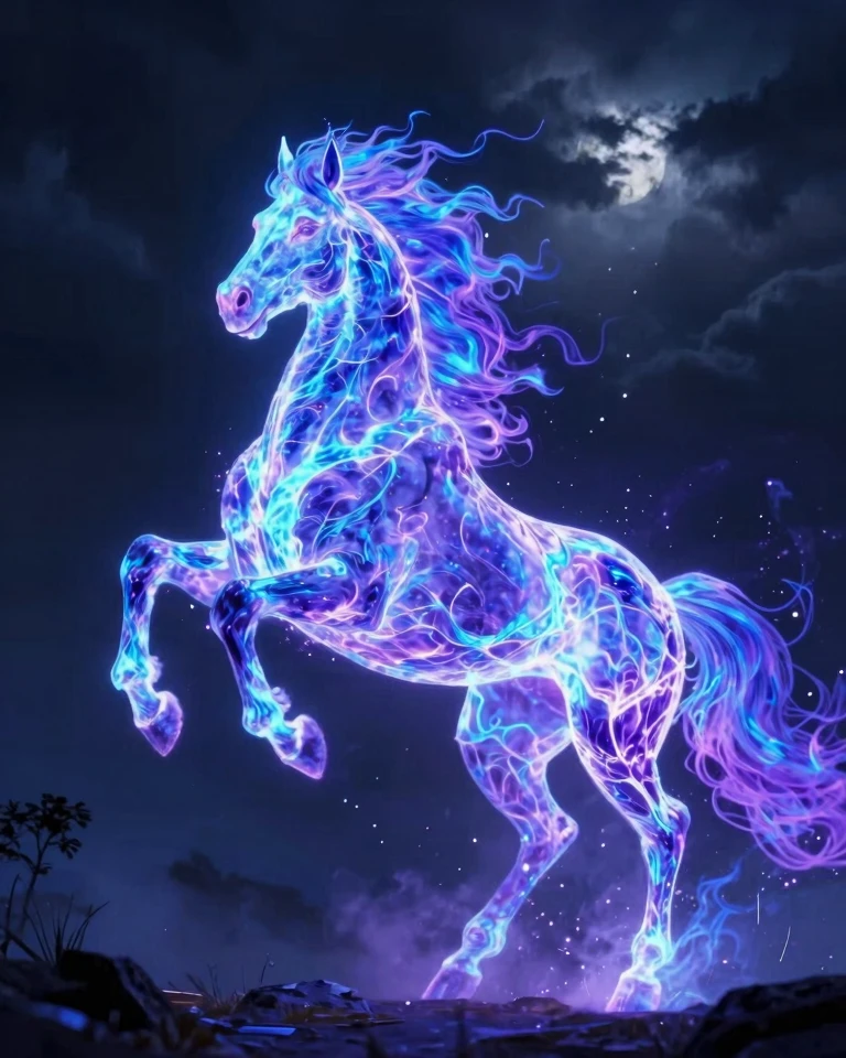 Ethereal Flame Horse: Majestic Fantasy Digital Art